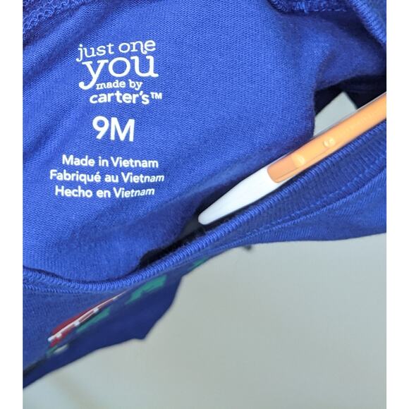 Carter's Fireman 2 piece set 9M Outfit Mommy's Hero Shirt Shorts Blue Plaid - Picture 4 of 6